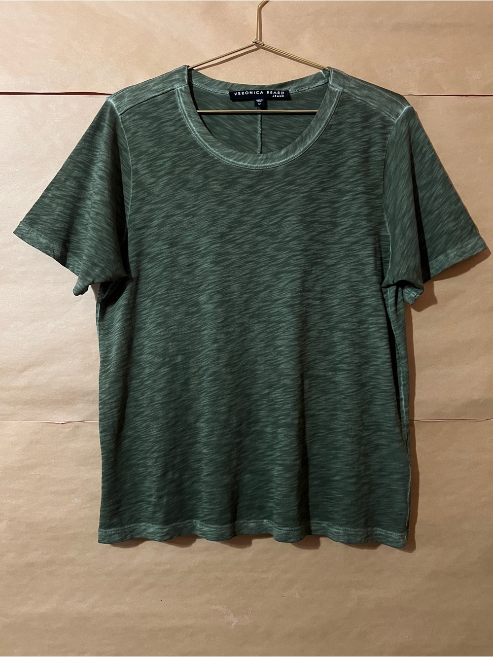 Veronica Beard | Pima Cotton Slub Tee Crewneck Short Sleeve T-Shirt Green Size M